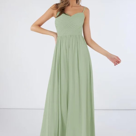 Azazie Dresses & Skirts - Azazie Lisbon Floor Length Chiffon Bridesmaid Dress With Padding and Boning - 18
